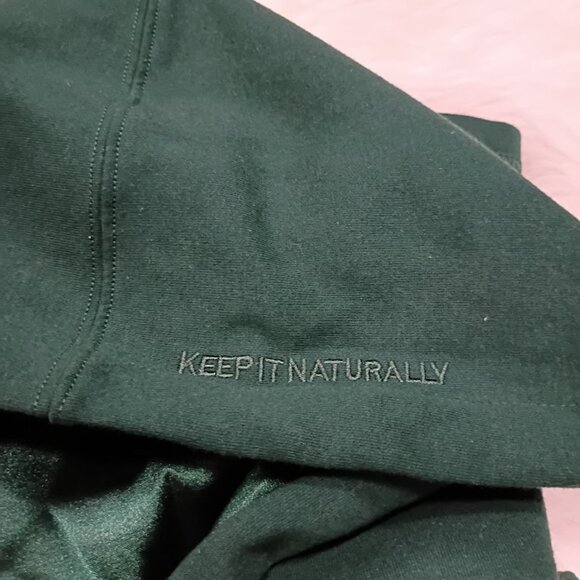 Kin Cropped Green Cotton S Hoodie With Satin-Lined Hood Drawstring - Picture 11 of 11